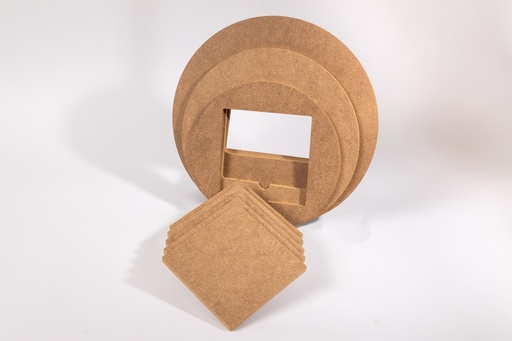 Rondeau MDF 32cm avec insert de 15cm, 5 carrés 15cm, 1 peau synthétique