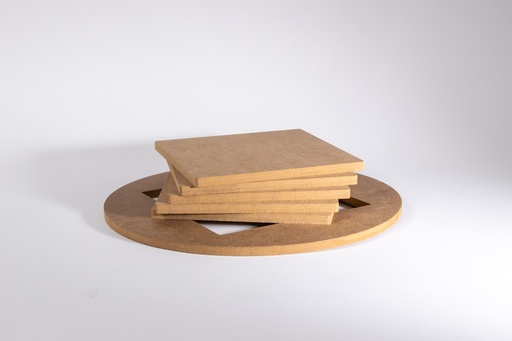5 carrés MDF seuls de 20cm, pour rondeaux de 35cm avec insert 
