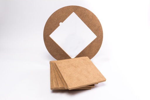 Rondeau MDF 35cm avec insert de 20cm, 5 carrés 20cm, 1 peau synthétique