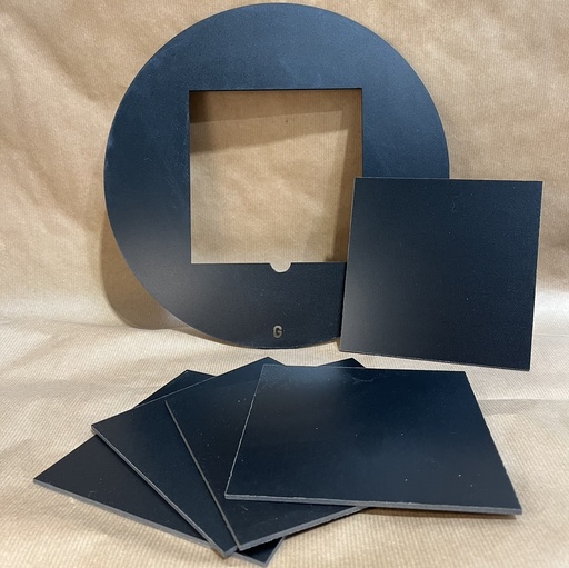 Rondeau PVC 35cm avec insert de 20cm,  5 carrés 20cm, 1 peau synthétique